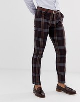 Thumbnail for your product : Lockstock skinny suit trouser in purple check