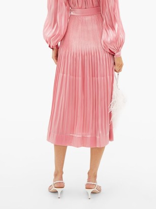 Rhode Resort Farrah Pleated Lame Midi Skirt - Pink