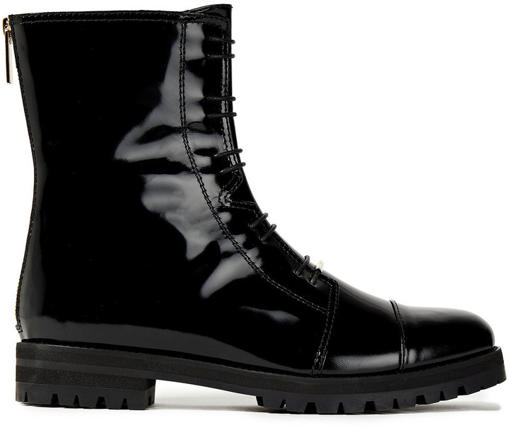 Jimmy Choo Hazel Glossed-leather Combat Boots