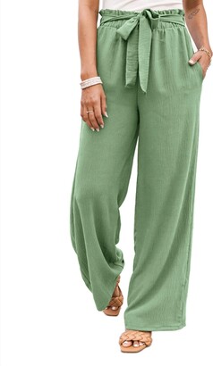 Women Plain Elastic High Waist Loose Baggy Yoga Trousers Casual Str