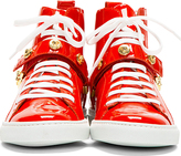Thumbnail for your product : Versace Red Patent Leather High-Top Sneakers