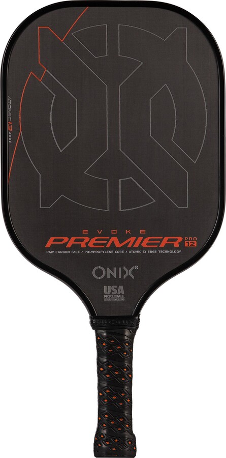 Onix Sports Evoke Premier Raw Carbon 12 mm Pickleball Paddle, Black