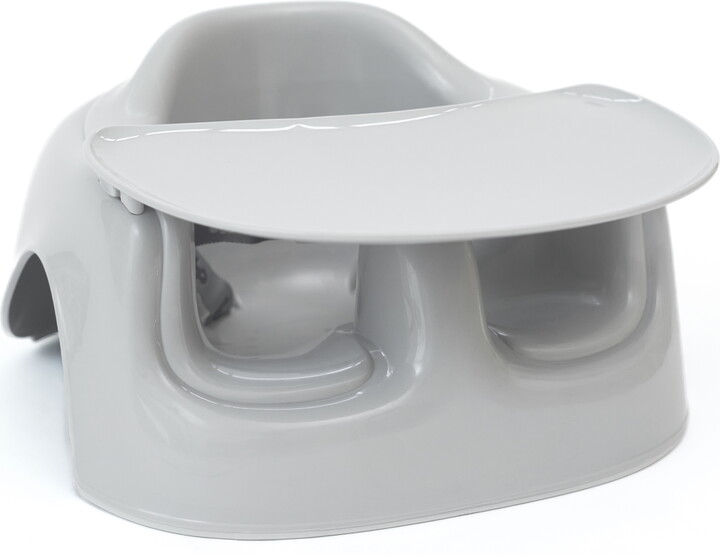 Bumbo Floor Seat Lite & Tray Combo for Infant Feeding and Play, Plastic, Grey