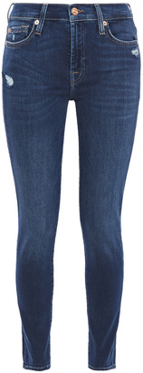 7 For All Mankind Distressed Mid-rise Skinny Jeans
