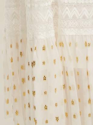 Temperley London Wondering Lace-insert Fil Coupe Chiffon Midi Skirt - Womens - White