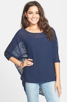 Thumbnail for your product : Hip Chiffon & Lace Top (Juniors)