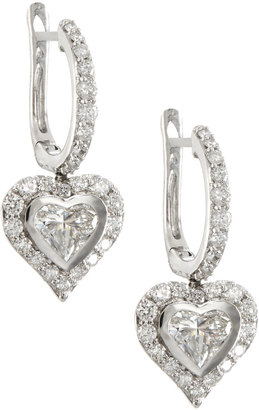 Neiman Marcus Diamonds 18k White Gold Diamond Heart Drop Earrings, 1.63tcw