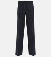 Pinstripe low-rise wool-blend pants 