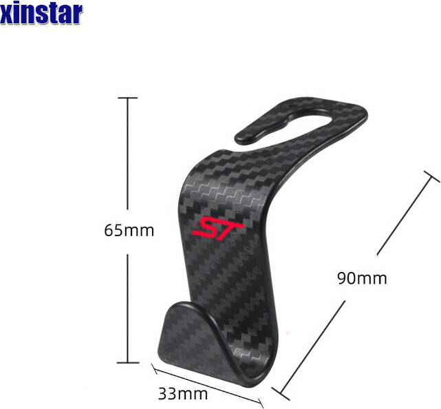 xinstar 2Pcs STLINE Carbon Fiber Car Seat Headrest Hook For Ford Fiesta Mondeo Fusion Escape Edge Ecosport Kuga Focus MK2 MK3 MK4
