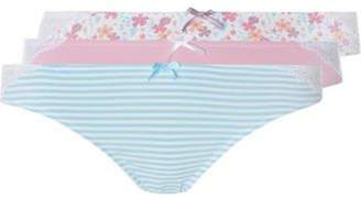 Dorothy Perkins Womens **Floral And Stripe Thongs 3 Pack