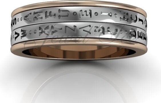 Etsy Decoder Ring - 14K Rose & White Gold Two Row Spinner Da Vinci Cryptex Codex lb-2024-6