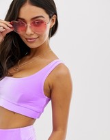 Thumbnail for your product : ASOS DESIGN fuller bust mix and match velvet supportive crop bikini top dd-g in lilac