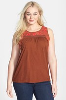 Thumbnail for your product : Lucky Brand 'Rosalina' Embroidered Cotton Tank (Plus Size)