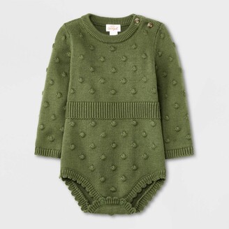 Cat & Jack Baby Girls' Bobble Sweater Romper Olive Green 18M