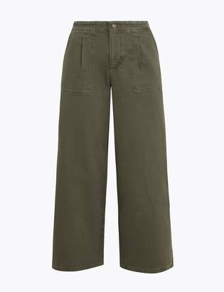 M&S CollectionMarks and Spencer Utility High Waist Wide Leg Cropped Jeans