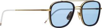 Thom Browne Men's Square Aviator Sunglasses-Gold
