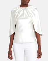 Thumbnail for your product : Brandon Maxwell Silk Satin Cape Blouse