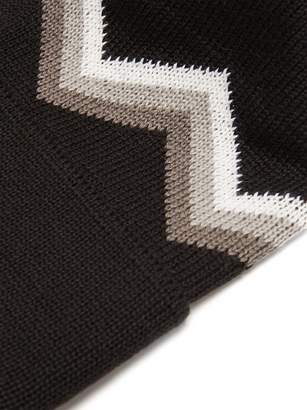 Perfect Moment Zigzag Intarsia Wool Blend Beanie Hat - Womens - Black Multi