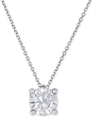 Macy's Diamond Solitaire Pendant Necklace (1-1/4 ct. t.w.) in 14k Gold and White Gold