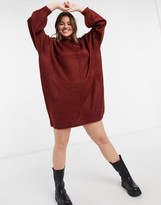 Thumbnail for your product : ASOS Curve DESIGN Curve knitted dress with brushed yarn in dark red