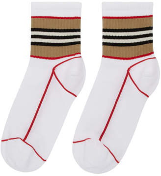 Burberry White Icon Stripe Sport Socks