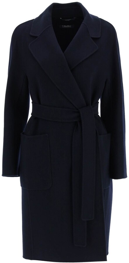 Max Mara Wool Double-breasted Long-sleeved Coat in Blue Womens Coats Max Mara Coats Save 23% 