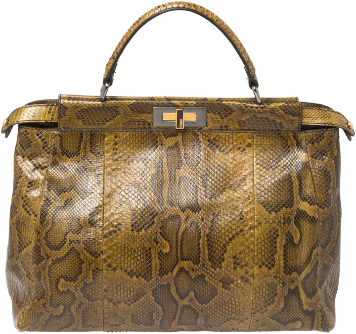 Fendi Brown Python Large Peekaboo Top Handle Bag - ShopStyle