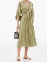 Thumbnail for your product : Adriana Degreas High-rise Tiered Voile Midi Skirt - Light Green