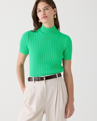 J.Crew Cotton-blend short-sleeve turtleneck sweater