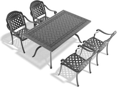 Kivaritio Cast Aluminum Patio Chairs And Table In Black With - Wear Cushions 4 Wear-