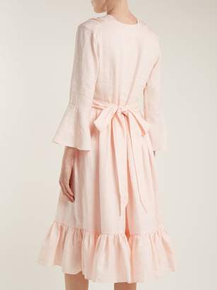 Loup Charmant Sea Island Tie-waist Linen Dress - Womens - Light Pink
