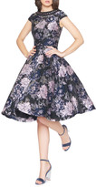 Thumbnail for your product : Mac Duggal Bejeweled Boat-Neck Cap-Sleeve Floral-Print Fit-&-Flare Dress