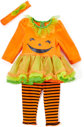Orange Pumpkin Tunic & Stripe Leggings Set - Infant & Toddler