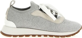 Brunello Cucinelli Gray & Ivory Sparkle Sneakers 39 - More Than You Can  Imagine