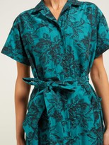 Thumbnail for your product : Erdem Cypress Belted Floral-jacquard Midi Shirtdress - Green Multi