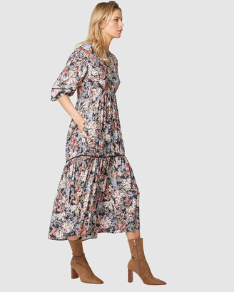 Three of Something Women's Black Midi Dresses - Black Daphne Floral Bewitched Dress - Size One Size, L at The Iconic