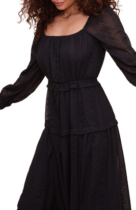 ASTR the Label Padma Long Sleeve Eyelet Midi Dress