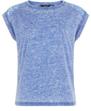 New Look Teens Blue Burnout Lace Panel T-Shirt