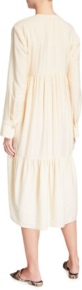 Vince Tiered Long-Sleeve Midi Dress