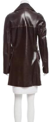 Alaia Double-Breasted Leather Coat