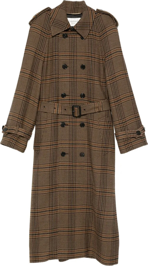 ジャケット・アウター LIDNM wool check trench coat ジャケット・アウター LIDNM WOOL CHECK TRENCH COAT Long felted-wool