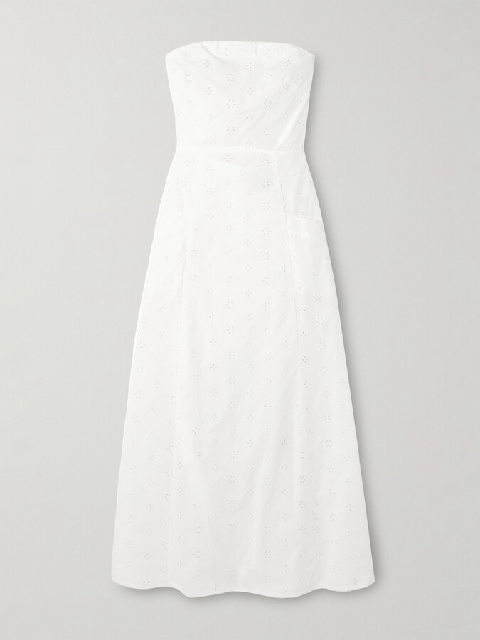 Matteau Stapless Bow-detailed Broderie Anglaise Organic Cotton Midi Dress - White