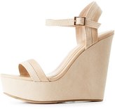 Thumbnail for your product : Charlotte Russe Bamboo Two-Piece Wedge Sandals