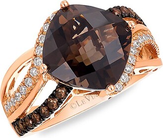 LeVian 14K Strawberry Gold®, Chocolate Diamond®, Vanilla Diamond® & Chocolate Quartz® Ring