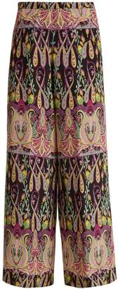 Etro High-rise wide-leg paisley-print silk trousers