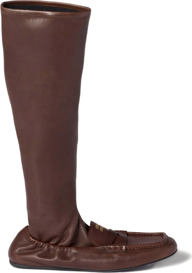 Miu Miu Leather Loafer Boots