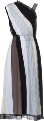 Koché Striped One-Shoulder Midi Dress
