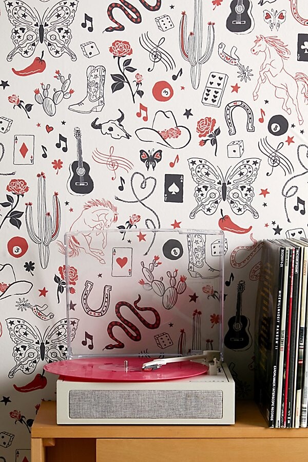 Yeehaw Removable Wallpaper in Cream at Urban Outfitters