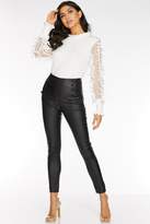Thumbnail for your product : Quiz Black High Waist Button Front Trousers