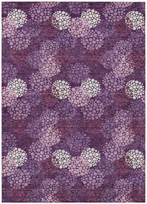 HomeRoots 3' X 5' Eggplant Lavender And Ivory Polka Dot Washable Indoor Outdoor Area Rug